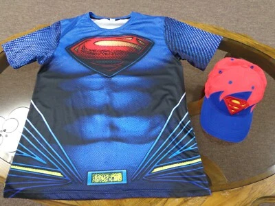 Super man Youth Boy's Shirt Size Large plus bonus Super man Hat - Image 1 of 4