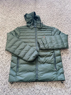 POLO RALPH LAUREN Para hombres VERDE Ligero Empacable Plumón Chaqueta SUDADERA CON CAPUCHA Pequeña Foto 1 de 2