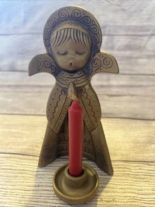 Vtg MCM Gold Chalkware Praying Angel Figurine With Candle Holder 7” Christmas - Picture 1 of 9