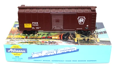 Bev-Bel Athearn 2244 HO 40' Boxcar PRR 9582 Scrap Paper Only Built Boxed KDs MW - Image 1 of 4
