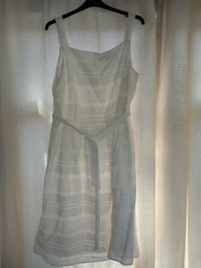 Size 20 White Lined Sun Dress Bed Die Lisi Principles Vgc Holiday Cool - Picture 1 of 14