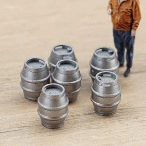 Model Railway Beer Kegs - OO Gauge Metallic Barrels (x6) - 1:76 Hornby Scale Pub - Picture 1 of 13