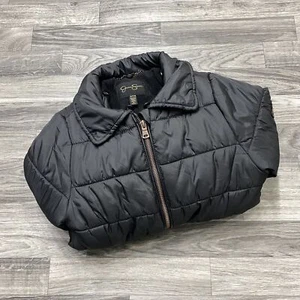 JESSICA SIMPSON Full Zip Faux Fur Trim Black Quilted Puffer Jacket Boy's Size S - Picture 1 of 9