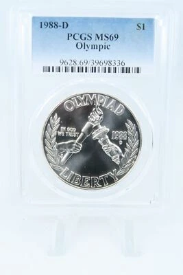 1988-D PCGS MS69 Olympic Silver Silver Modern Commemorative Dollar - Image 1 of 2