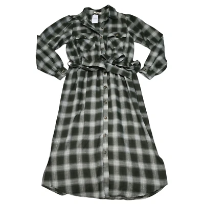 Vestido Kate Sam Para Mujer Verde A Cuadros Abotonado Abertura Lateral Manga Larga Cinturón S Nuevo con Etiquetas Foto 1 de 4
