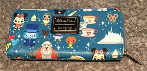 Loungefly Disney Park Wallet Zip Around Wristlet Mini Icons Hatbox Pirates  - Picture 1 of 7