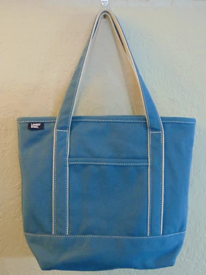 Bolso de Mano Lands End Clásico 5 Bolsillos Mediano Algodón Lona Cremallera Superior Azul Foto 1 de 4