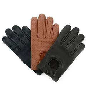 MENS CLASSIC DRIVING GLOVES SOFT GENUINE REAL LAMBSKIN LEATHER BLACK TAN BROWN - Picture 1 of 10