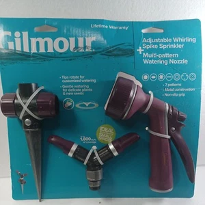 Gilmour Adjustable Whirling Spike Sprinkler with Multi Pattern Watering Nozzle - Picture 1 of 3