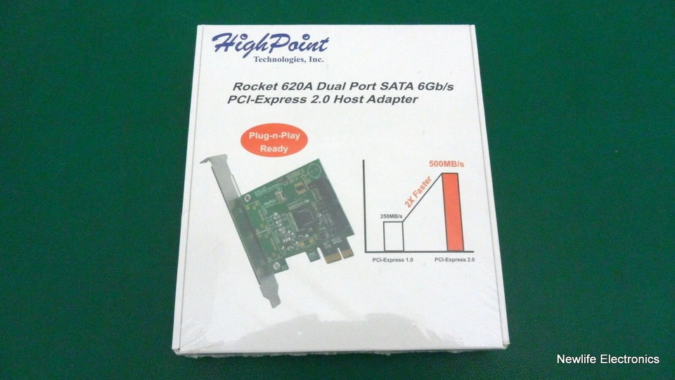 (New) High Point Technologies Rocket 620A 2-Port SATA 6Gb/s PCIe Host Adapter - Image 1 of 4