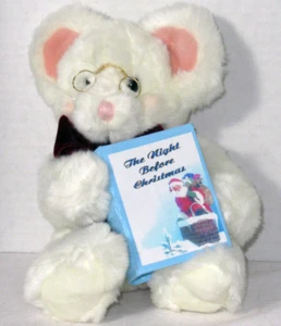 Russ Berrie Winter White Mouse Stuffed Animal TIC-TOC Night before Christmas - Picture 1 of 6