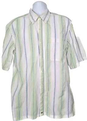 Andrew Fezza Men's Short Sleeve Green Stripe Button Down Shirt XL - Image 1 of 3