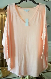 New York & Co. Damen Pullover mittelrosa, offene Schultern mit Akzenten, neu mit Etikett - Bild 1 von 9