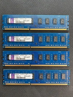 FOUR (4) Kingston 16 GB (4x4GB) PC3-12800U DDR3 Desktop Memory RAM KVT8FP-HYC - Image 1 of 2