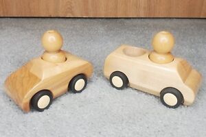 Vintage Community Playthings Wooden Toy Two Cars  with people Rare