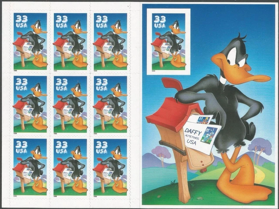 Sheet of 10 stamps - Scott 3306 - 33 cent - Daffy Duck - 1999 - MNH - Image 1 of 1