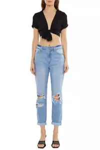 Kancan - Women's High Rise Mom Jeans - KC8579L-NV - Picture 1 of 11