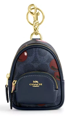 💙Mochila Coach Mini Court Llavero Bolso Dije - CZ086 Lona Estampado Cereza - Nueva con Etiquetas Foto 1 de 4