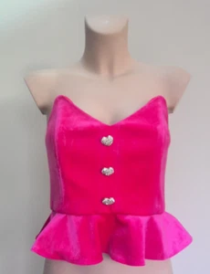 River Island Velvet Bodice Top Size Petite 14 Pink New - Picture 1 of 5