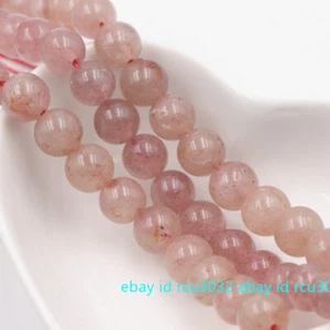 6/8/10mm Natural Pink Strawberry Crystal Round Gemstone Loose Beads 15" - Picture 1 of 15