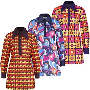 NUEVO RETRO MOD 60s 70 Mangas Largas Cuello Polo VESTIDO Daydream MC1000 Tallas 8 - 20 - Imagen 1 de 22