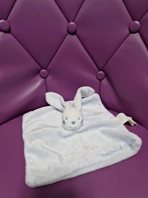 Kimbaloo La Halle Mon premier doudou lapin plat bleu ciel blanc - Photo 1/2