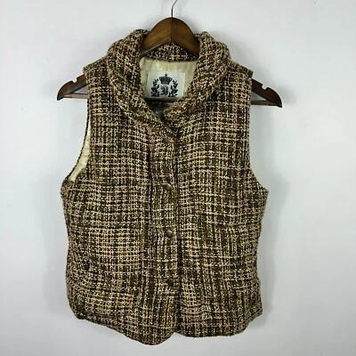 Chaleco de tweed marrón BB Dakota M dinero antiguo tranquilo lujo preppy academia ecuestre Foto 1 de 4