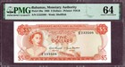 BAHAMAS 5 DOLLARS Banknote 1968  Zustand I UNC FDS  S/N E233508 P.29a PMG 64