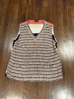 Blusa para mujer Rena Lange multicolor a rayas con cuello en V talla 16 Foto 1 de 4