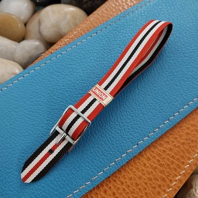 Винтажный женский двусторонний неиспользованный ремешок для часов Union Perlon 1960-х годов с одним проходом 12 мм - Изображение 1 из 4