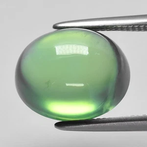 💎 4.17ct 10x8.2mm Oval Cabochon Natural Green Prehnite - Mali Gemstone - Picture 1 of 4