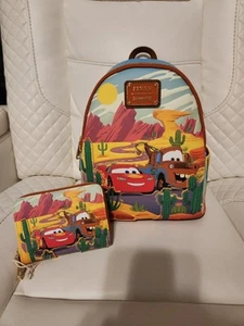 Loungefly Disney Pixar Cars Lightning McQueen and Mater Mini Backpack & Wallet - Picture 1 of 8