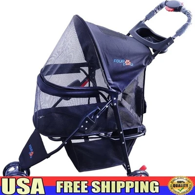Lightweight Pet Stroller 360° Mesh Full Window Portable Easy Fold Safe Dogs Cats - Image 1 of 4