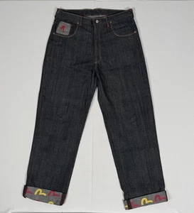 Evisu Denim Jeans Indigo Genes Japon Japanese Straight Leg Baggy W34 L36 9” - Picture 1 of 12