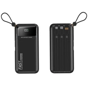 Portable Charger with Built-in Cables-10000mAh Power Bank Slim Fast Charge USB C - Picture 1 of 6