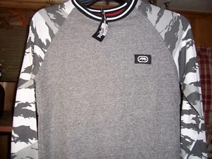 ECKO UNLIMITED MENS GRAY MARBLED CAMO DESIGN LONG SLEEVE SHIRT SIZE SMALL CASUAL - Picture 1 of 1