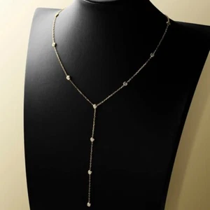 1.2CT D VVS1 Moissanite Bubble Y Drop Pendant Women Necklace 925 Sterling Silver - Picture 1 of 15