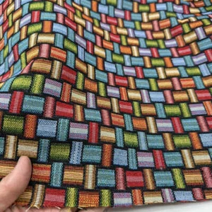 Weave Color Block French Jacquard Tapestry Upholstery Decorative Fabric Sewing  - Picture 1 of 7