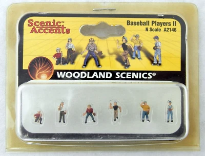 N Scale Baseball Players II - Woodland Scenics Scenic Accents #A2146 - Image 1 of 2