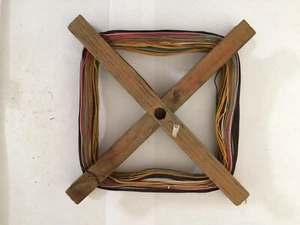 Vintage Handline Wooden Fishing Reel With Colored Line 8" - Picture 1 of 3