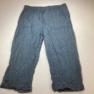 Pure Jill Womens Linen Blend Pants Wide Leg Gray Large P Vacation Resort Beachy - Picture 1 of 12