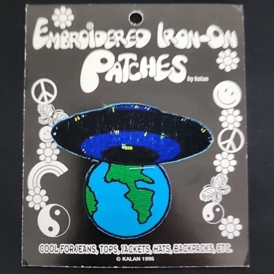 Vintage NOS Embroidered Iron-on Patches By Kalan "Alien Space Ship" 1996 - Image 1 of 3