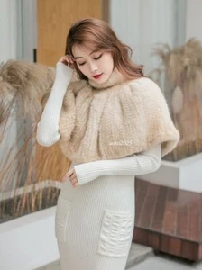 Women 100% Genuine Mink Fur Shawl Poncho Cape Cloak Coats /Short Skirt Vintage - Picture 1 of 15