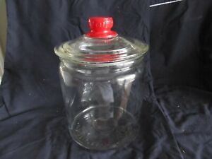 "Property of Tom Huston Peanuts Co." 1920's, Store Display Glass Jar & Lid AS IS