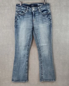 Day Trip Jeans Womens 28R Blue Virgo Bootcut Bohemian Distressed Stretch Denim - Picture 1 of 13