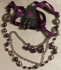 Paparazzi ST Metal Bead Purple Ribbon Purple Bead 46"Necklace & Pierced Earrings