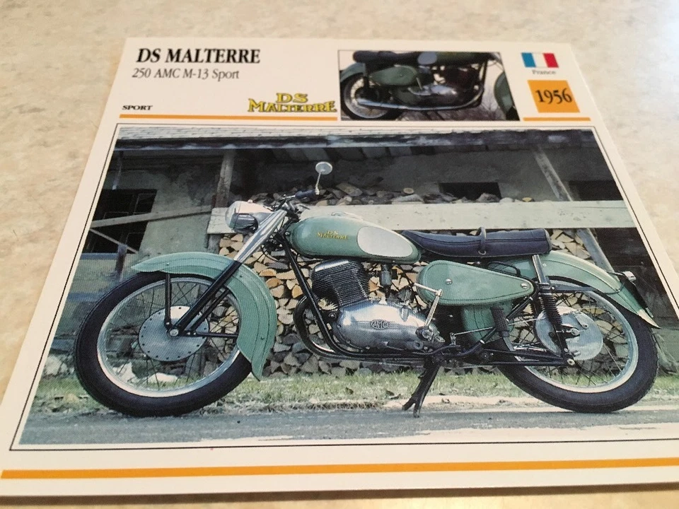 Carta Moto DS Malterre 250 AMC M13 Sport 1956 Colección Atlas Motorcycle Francia - Imagen 1 de 2