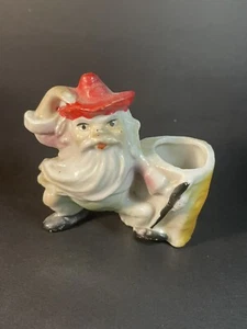 Vintage Small Ceramic Elf Gnome Dancing  Man Toothpick Holder Japan 2.5” - Picture 1 of 14