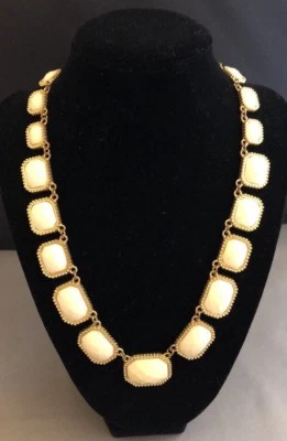 COLLAR FORNASH Cadena Crema Cuentas Facetadas Eslabones Metálicos Tono Dorado 19” Usado Foto 1 de 4