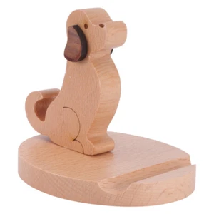 Soporte creativo de madera para teléfono móvil de 1 pieza con patrón de perro de dibujos animados - Imagen 1 de 12